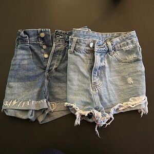 2 pair high rise denim shorts Hollister Hi-rise sz 1 w25 SHEIN  26